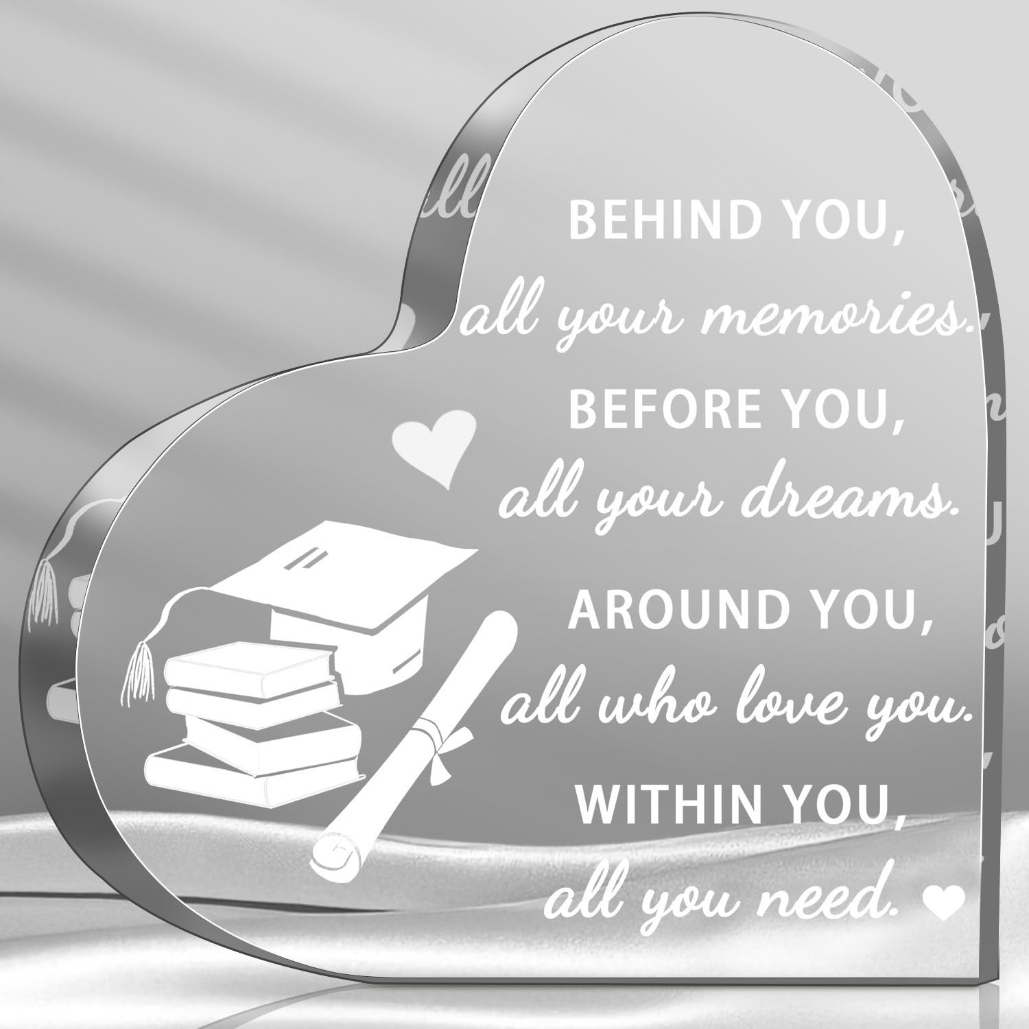 Graduation Gift for Her 2026 – Heart Acrylic Keepsake with Inspirational Q