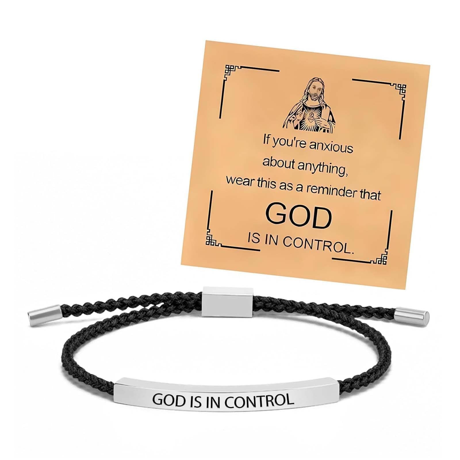 God is in Control Bracelet Inspirational Gifts for Women Braided String Tub - 01