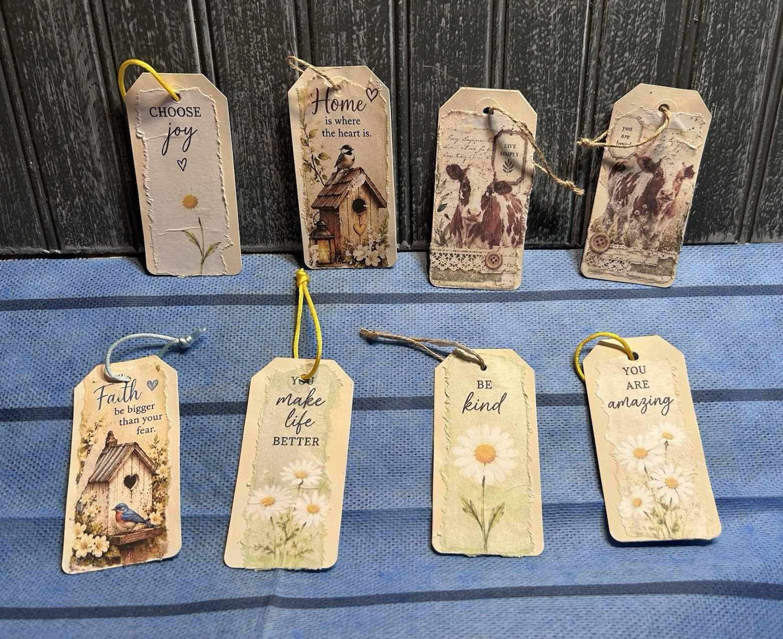 Handmade Inspirational Gift Tags. Assorted Designs w/ Ribbon & Twine. $2 each