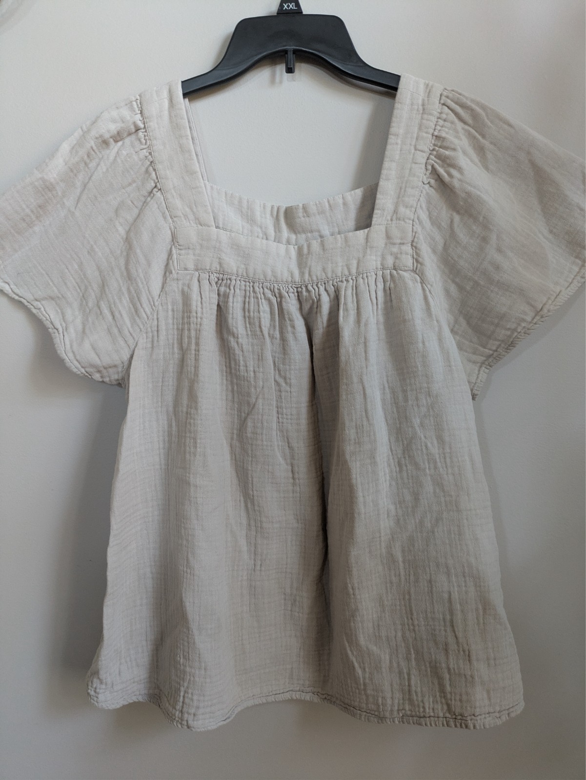 Style & Co khaki gauze cottagecore cotton top size XL #286B
