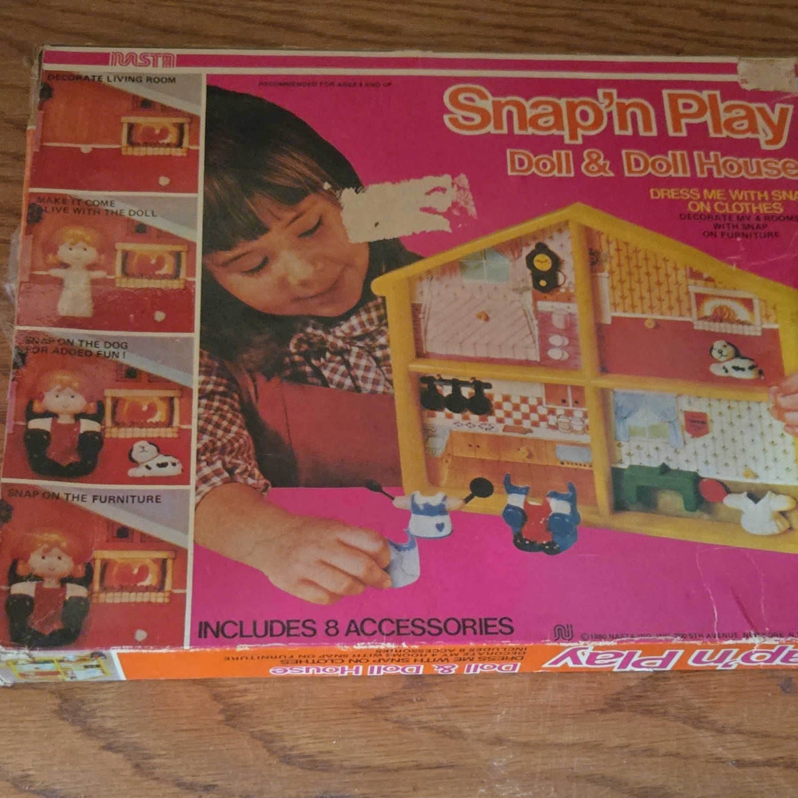 NASTA Snap'n Play Doll & Dollhouse Playset w/ 8 Accessories Vintage 1980