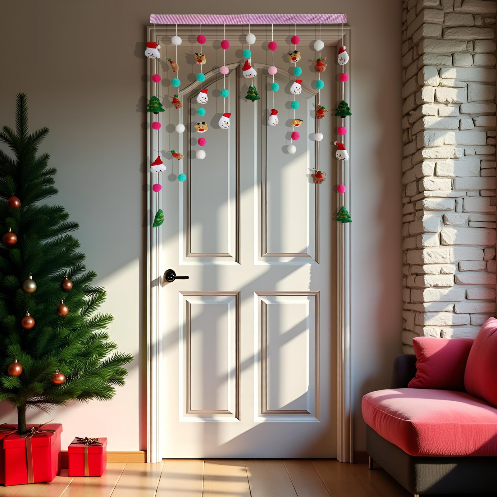 Kynthyre Cute Plush Christmas Curtain for Door Window Wall 34" W x 36" L