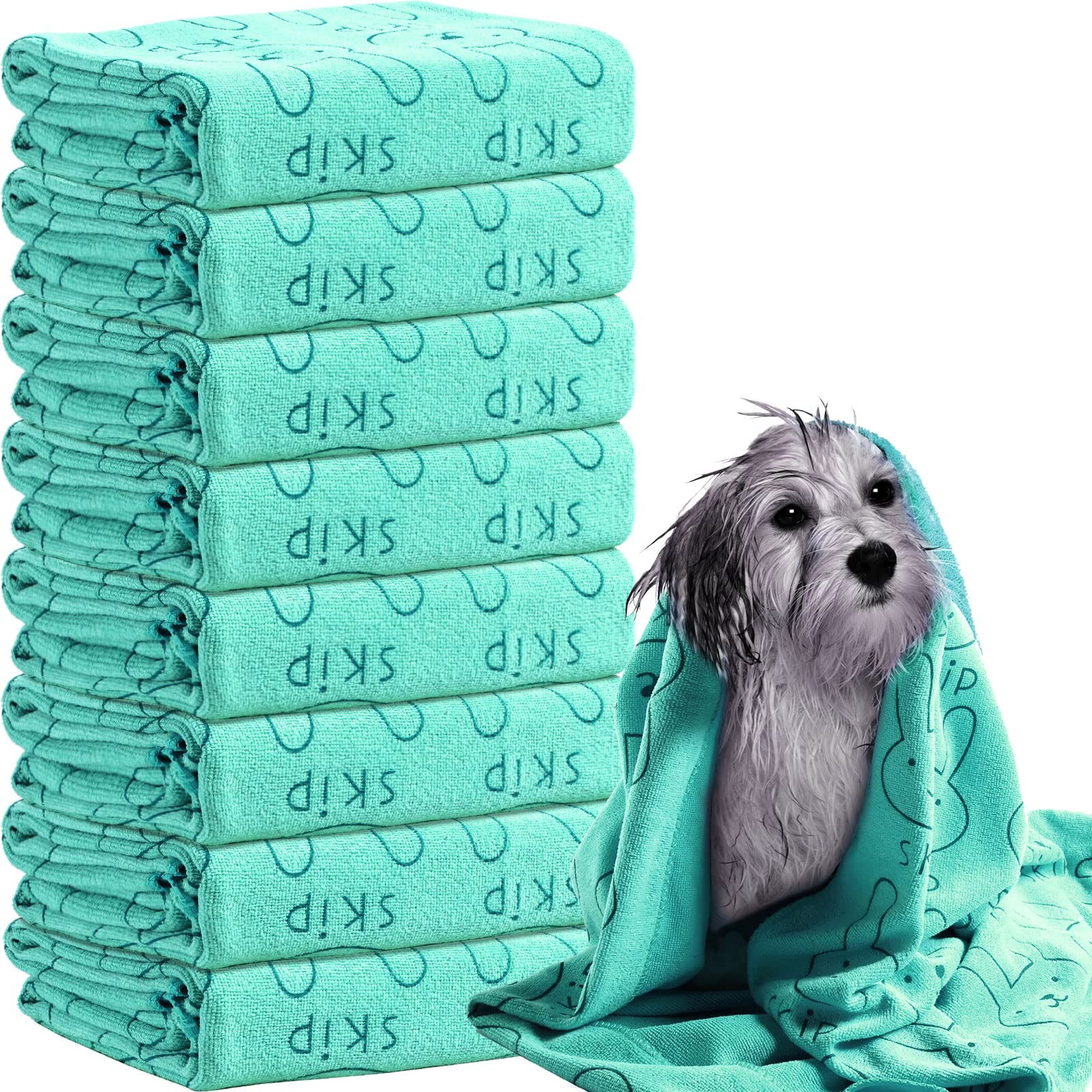 8 Pcs Dog Drying Towels Bulk 55'' x 28'' Pet Grooming Absorbent Microfiber Do...