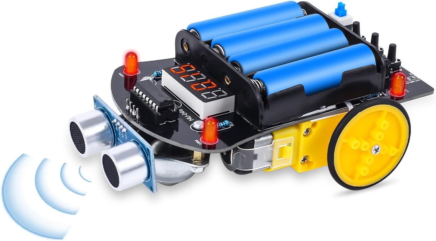 Ultrasonic Ranging Obstacle Avoidance Smart Car DIY  Toy Soldering Practice Kit