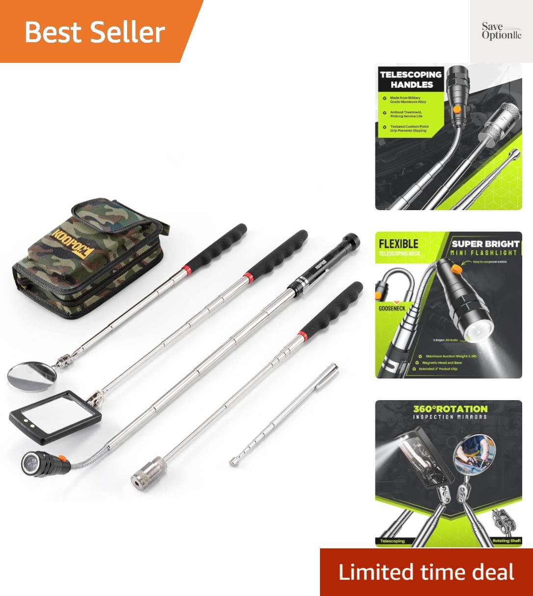 Inspection Mirror Telescoping, LED Flashlight, Cool Gadgets for Men, Stocking...