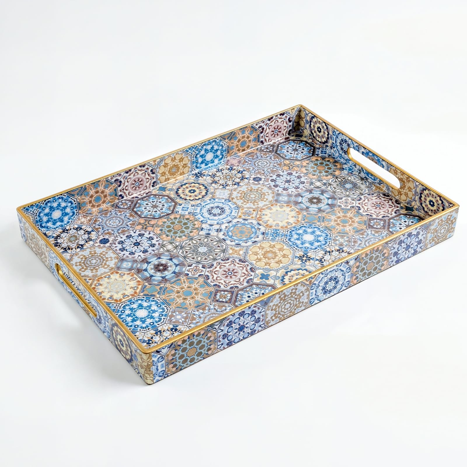 Modern Large Coffee Table Serving Tray With Handles Ottoman Living Room Decor