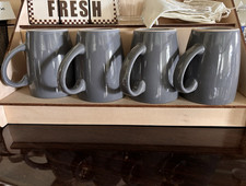 4pc Gray Ceramic Coffee Mug Set 12 fl oz Modern Round Solid Color Decor