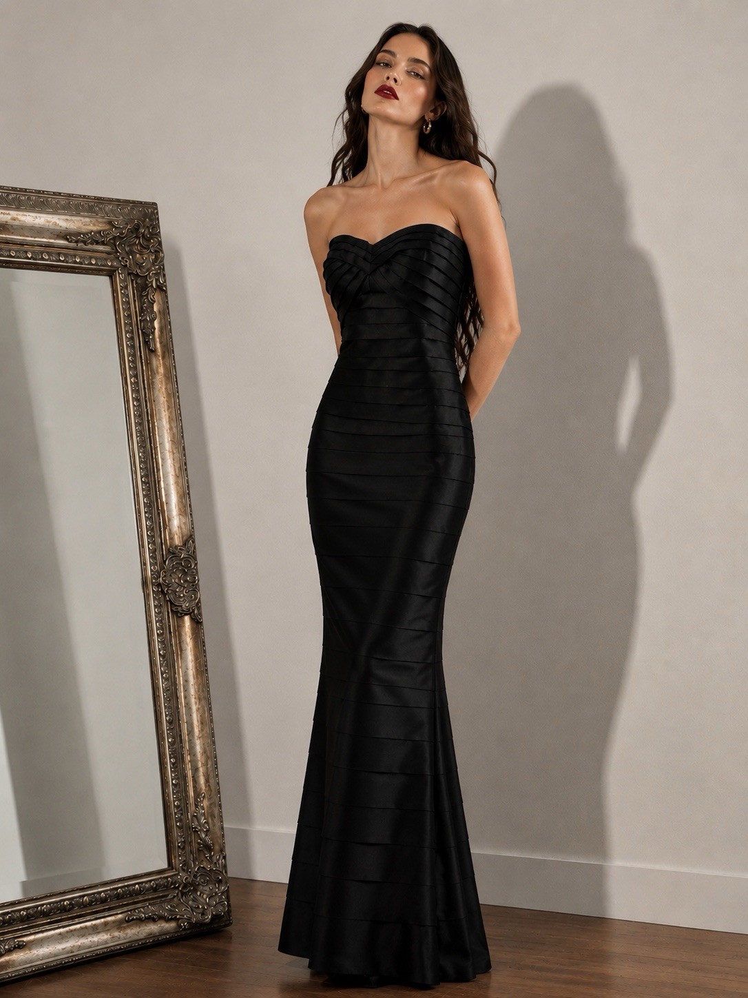 BCBG Formal Black Satin Strapless Gown Sz 2 black tie wedding evening gown
