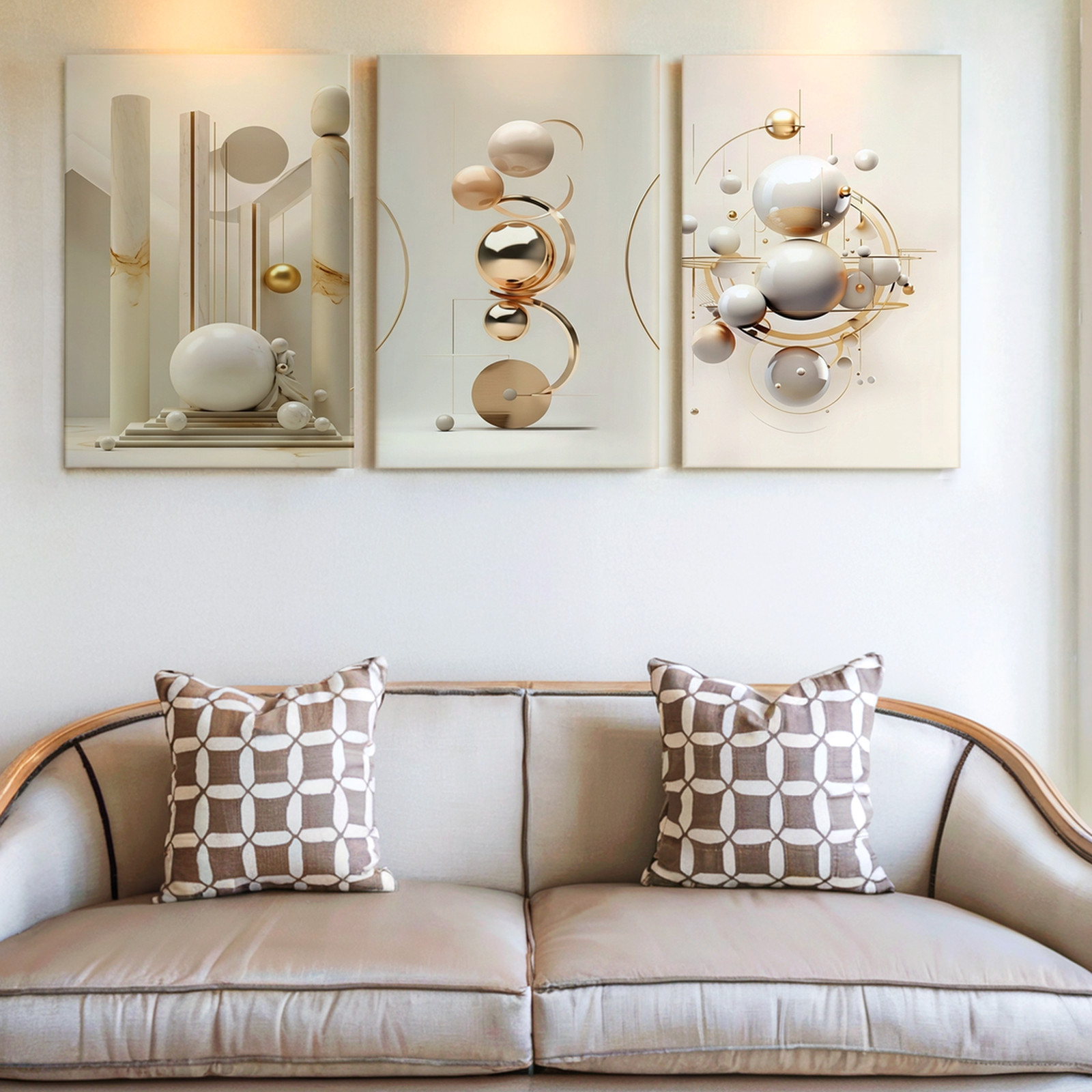 3 Pieces Sophisticated Modern Abstract Geometric Large Wall Art for Set Of 3