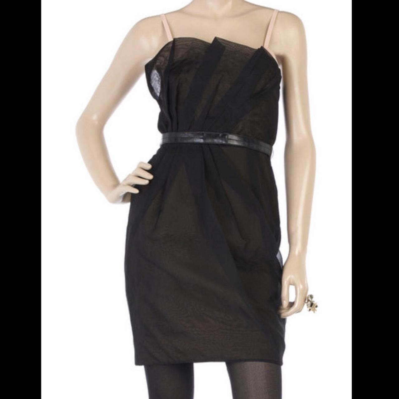 Marc Jacobs Silk Organza Dress Black Belted Size 10