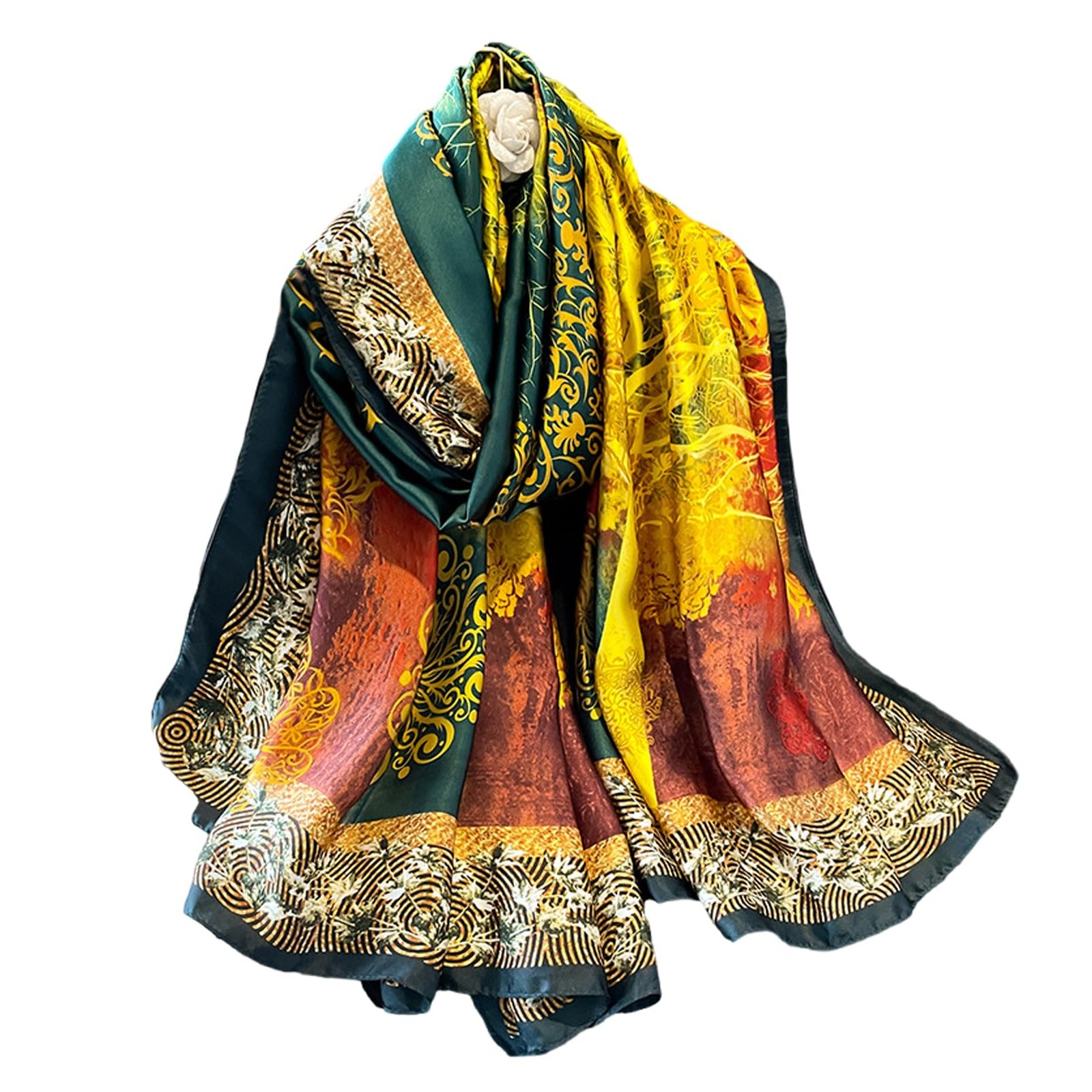 Aufeel Fashion Scarves 100 Satin Silk Scarf Long Lightweight Sunscreen Shawls...