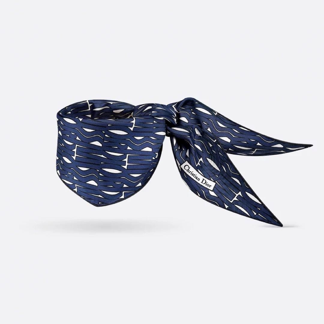 Miss Dior Allover Dior Diamond Scarf Navy 35x114cm Used