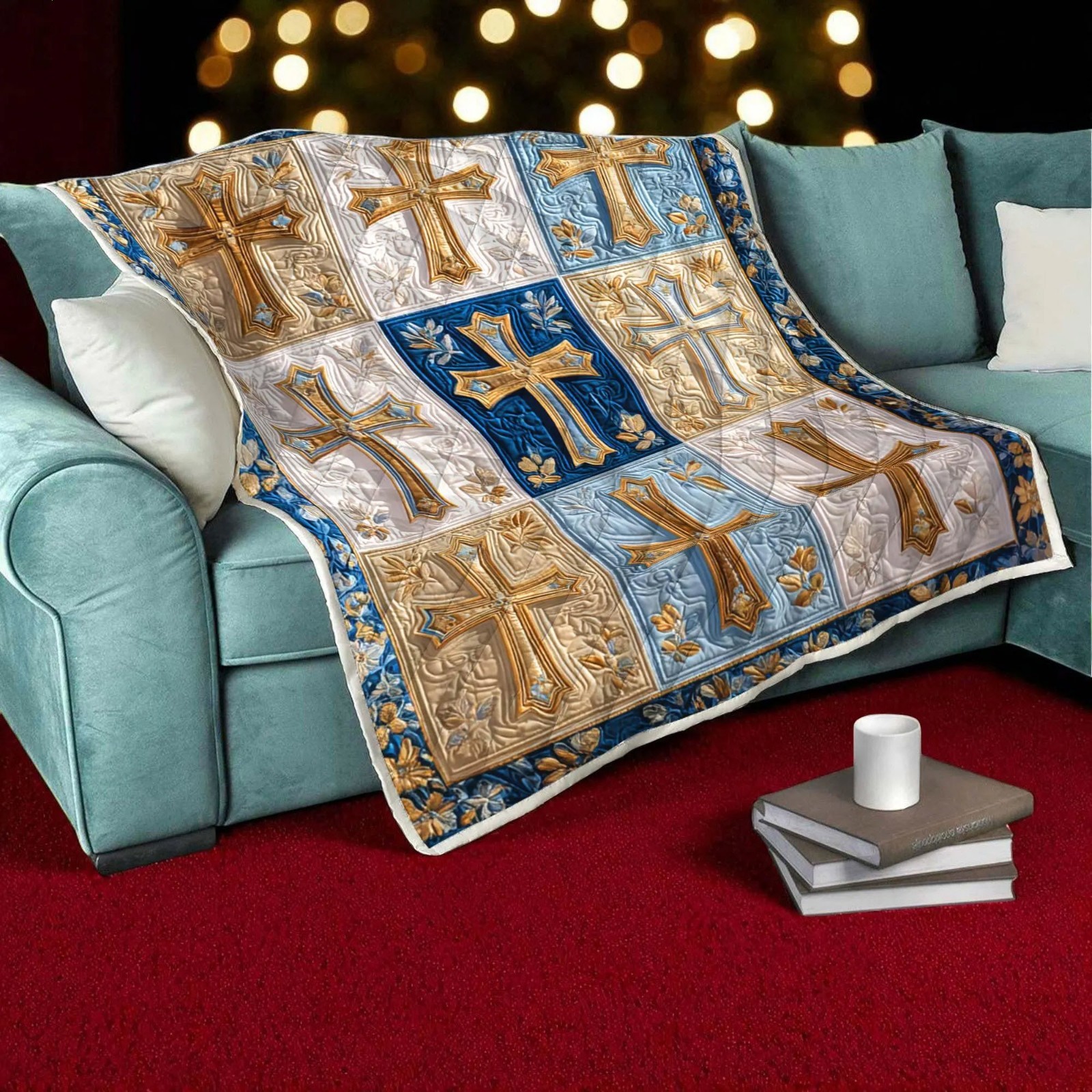 Cross Faith Quilt Blanket Religious Christian Throw Inspirational Believers
