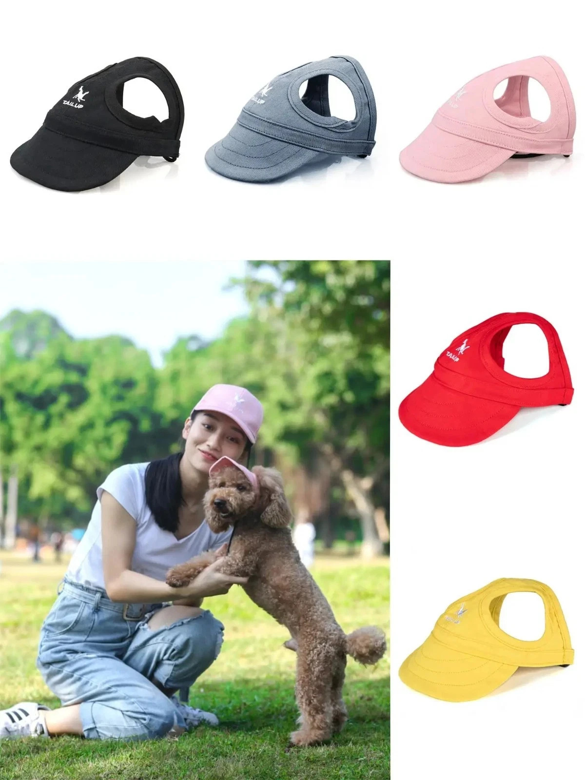 Adjustable Pet Dog Travel Cute Baseball Hat Sun Cap Visor Hat with Ear Holes Out