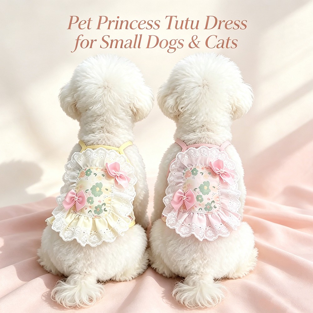 Cute Pet Wedding Party Dress Outfit for Small Dogs & Cats - 2 Pack Princess Tutu