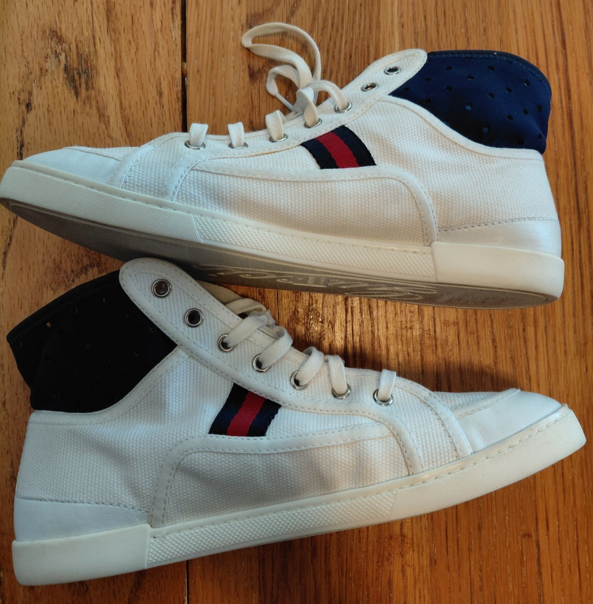 Gucci high top sneakers womens 8 white cream Luxury Streetwear Classic Authentic