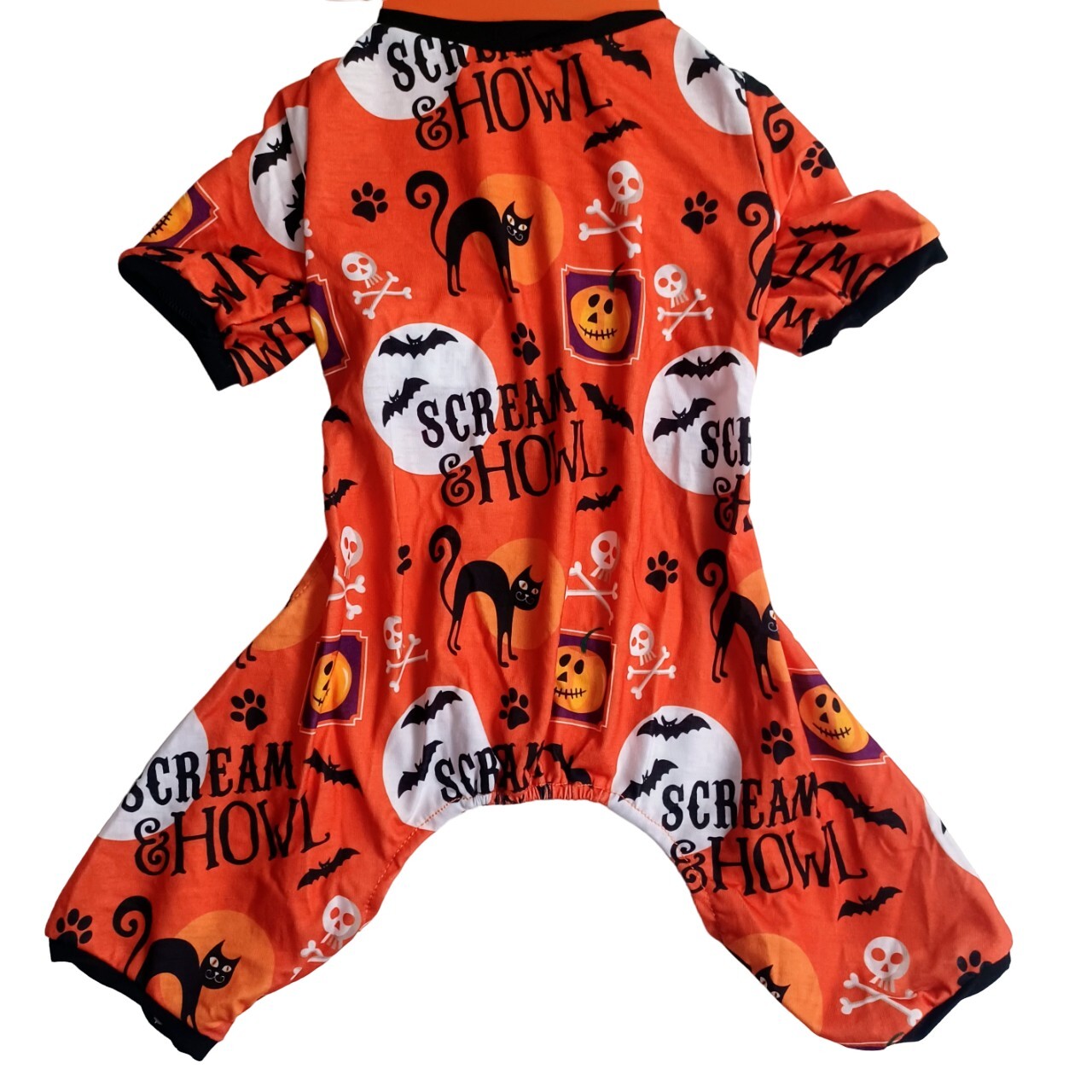 Dog Halloween Pajamas NEW Medium Fits Pets 10-19 Pounds Orange -Stretch 