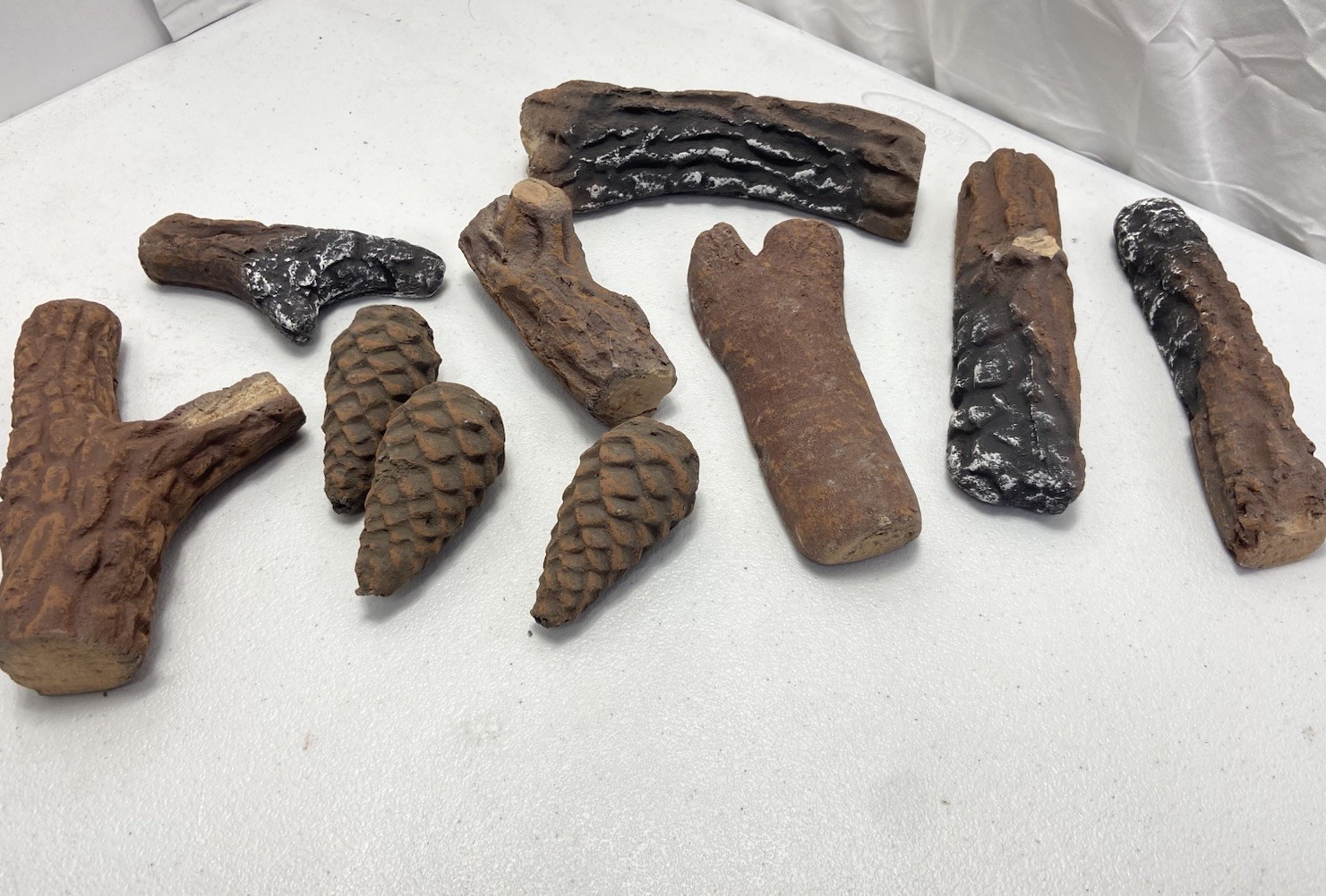 Ceramic Wood Gas Log Set 9 Pieces Fireplace Imitation Wood Propane Firepit Logs