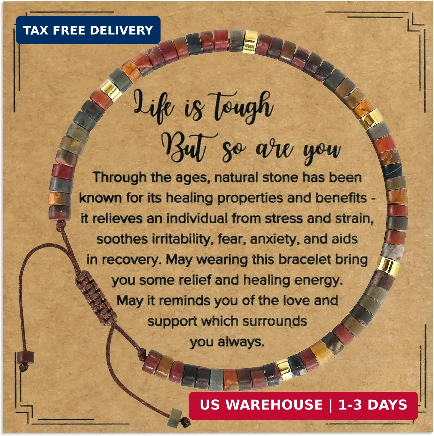 VIBILIA Get Well Gifts for Women, Inspirational Gifts Natural Stone Healing Brac
