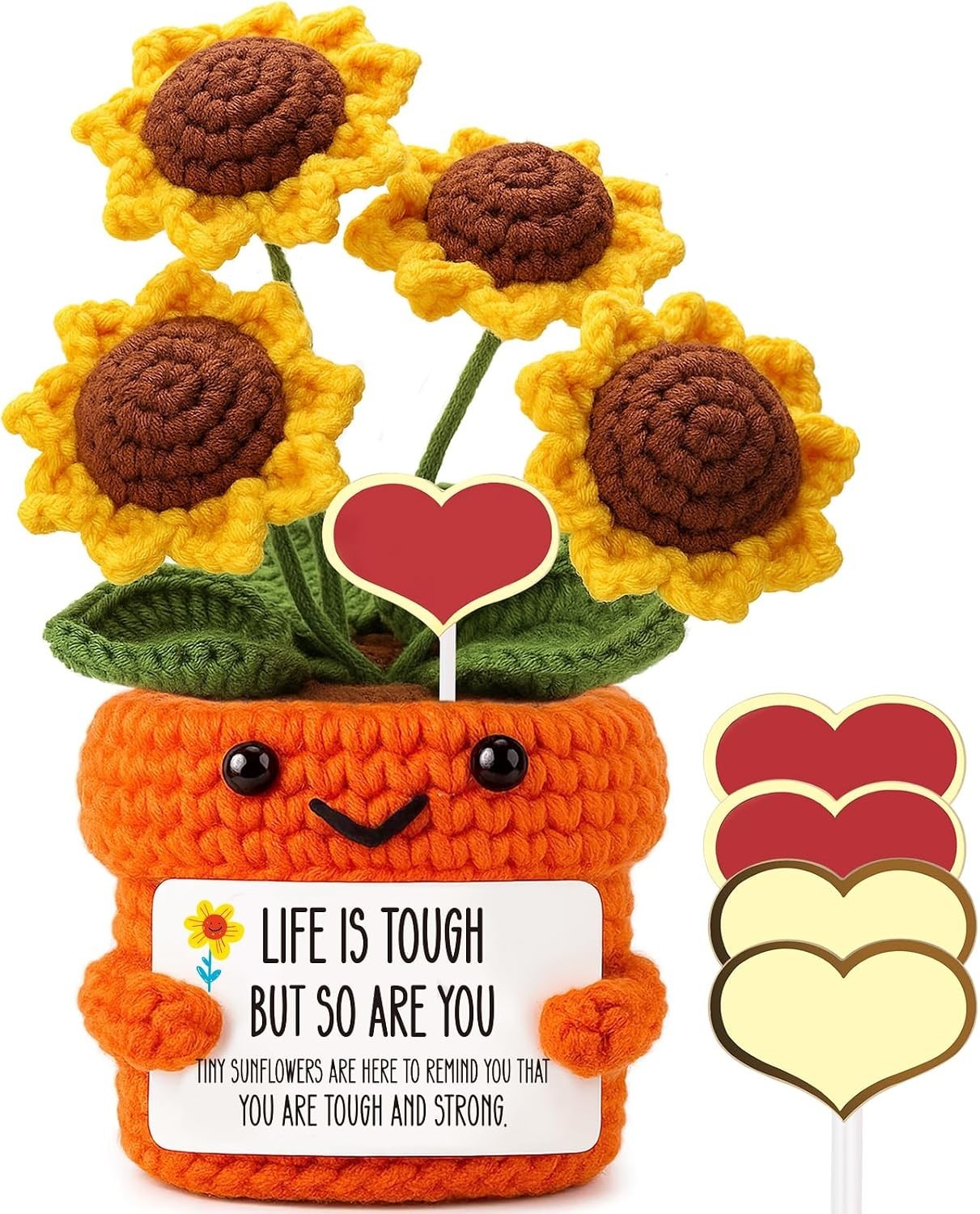 Mini Inspirational Gifts for Women Handmade Crochet Sunflower for Encouragement