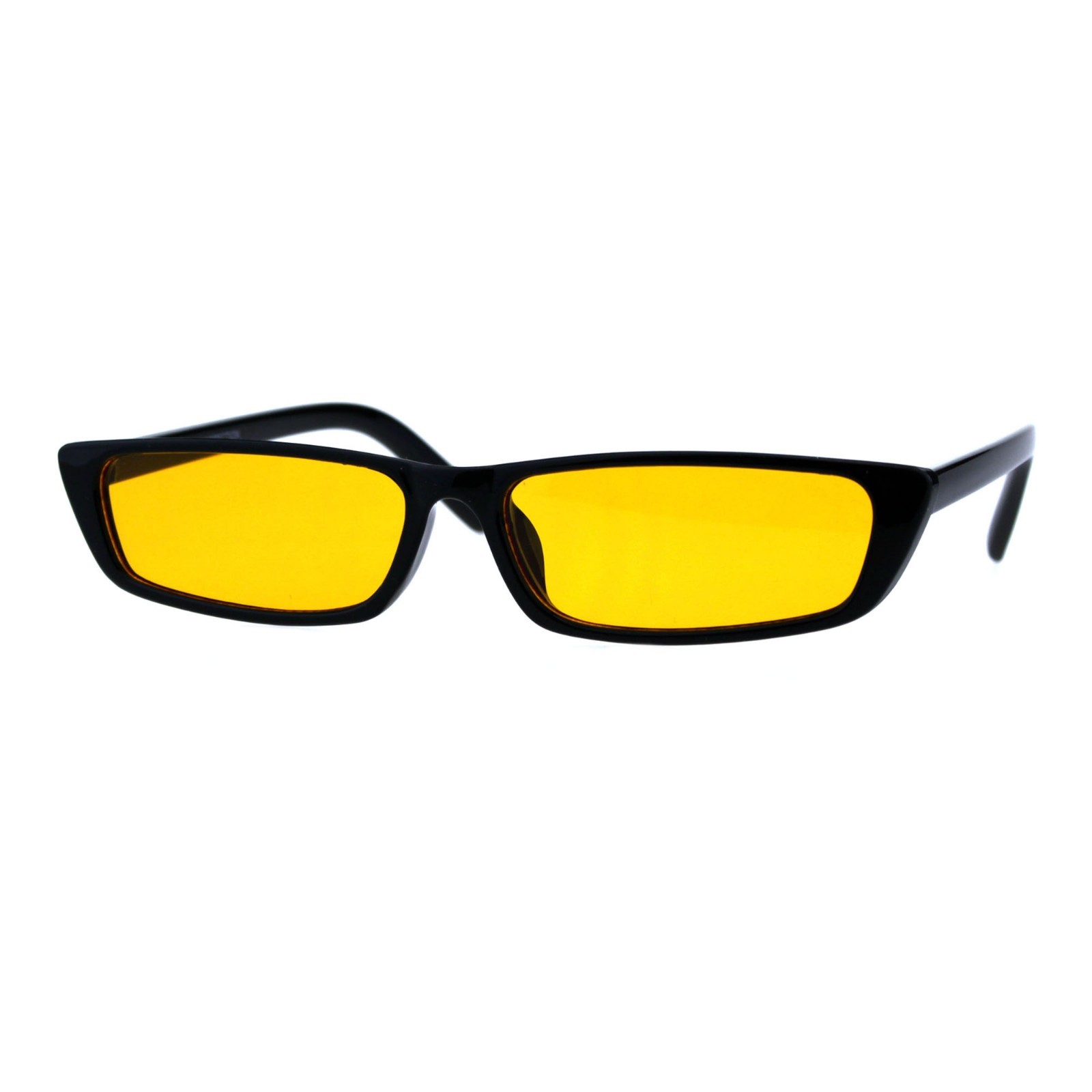 Skinny Rectangular Sunglasses Unisex Trendy Fashion Black Frame Color Lens