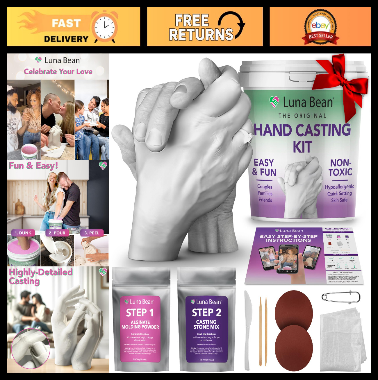 Hand Casting Kit for Couples - Unique Gift for Anniversary, Engagement, Wedding,