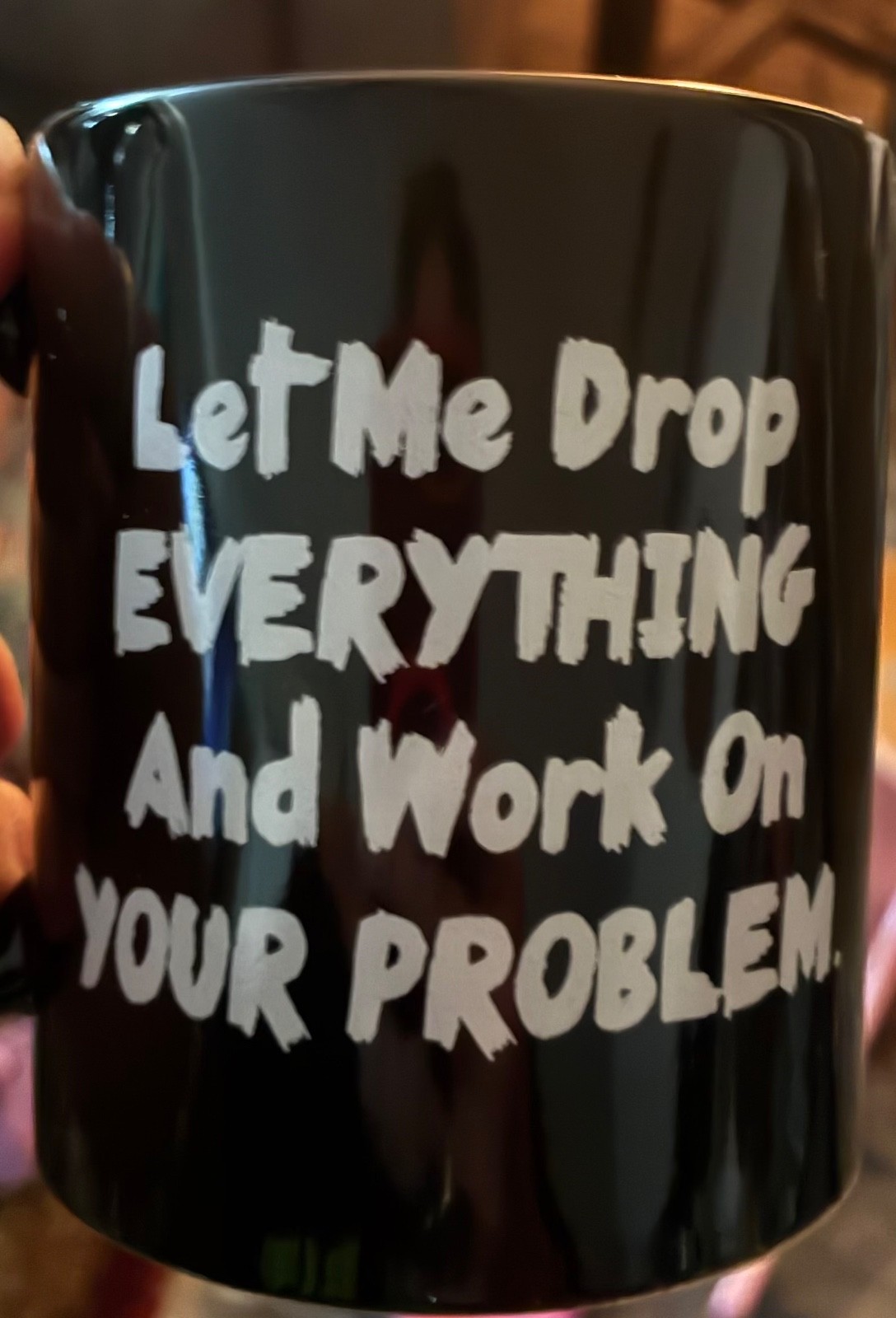 Black with white print 6oz coffee mugs