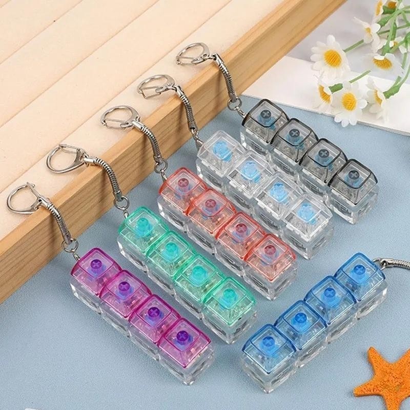 LED Keyboard Keychain Fidget Toy Clicker Stress Relief Sensory Gadget Adults Kid