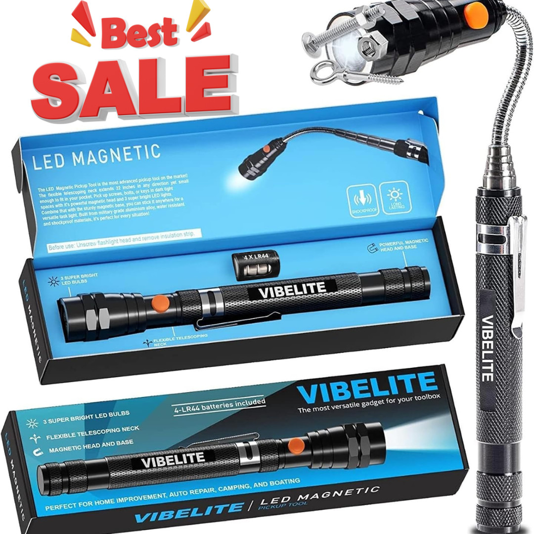 Extendable Magnetic Flashlight with Telescoping Magnet Pickup Tool-Cool Gadget