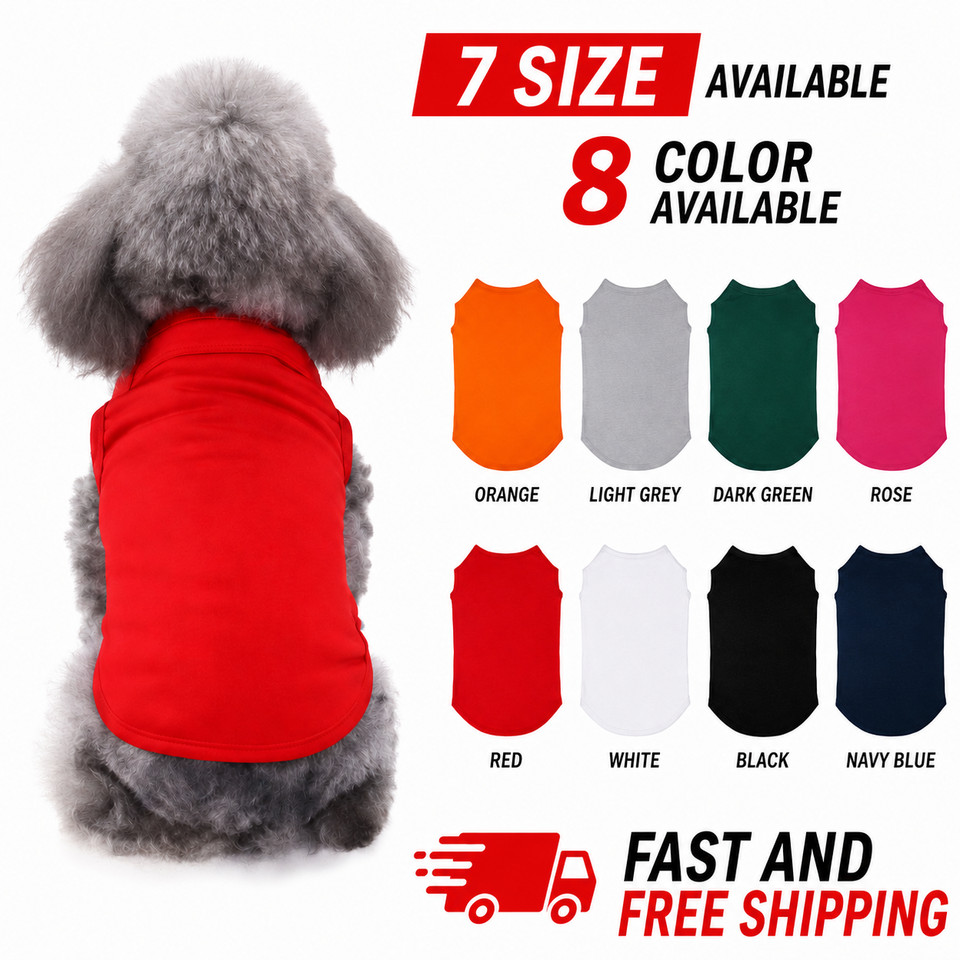 Cotton Dog T-Shirt Blank Pet Clothes Soft Puppy Vest for Small Medium Large Dogs