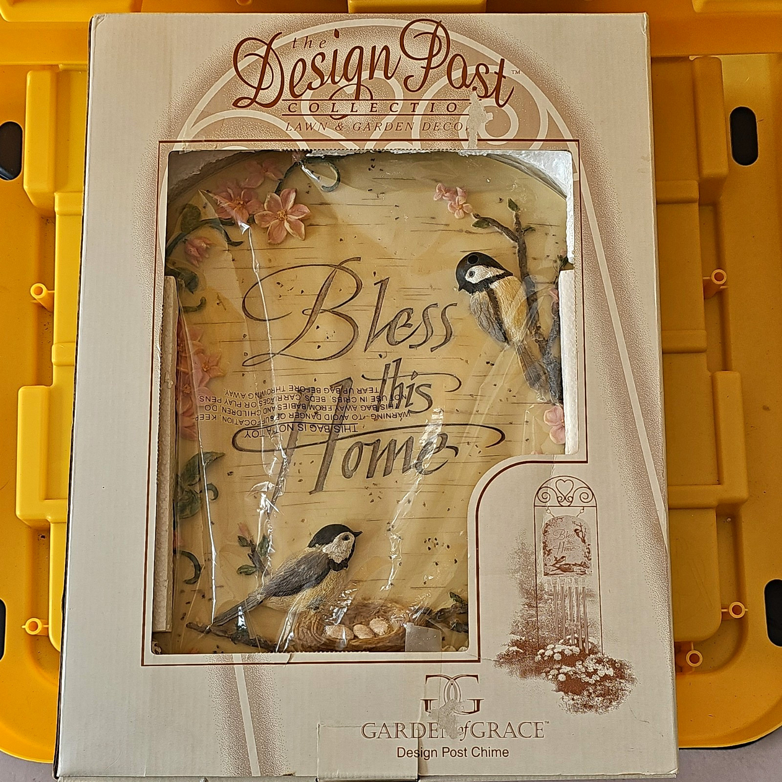 The Design Post Collection Bless This Home Wood Hanging Sign Floral Birds