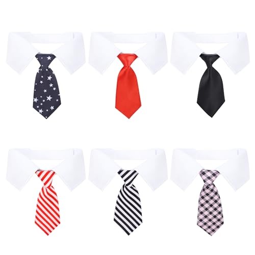  Neck Tie for Dogs, 6 Pack Adjustable Cute Pet Ties Collars Diverse 16.5"-21.2"
