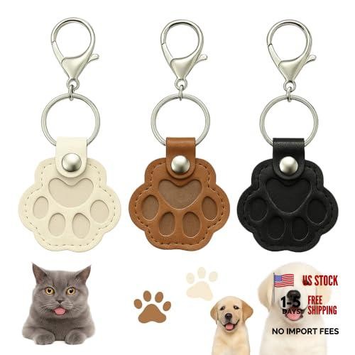 Classic 3 Pcs Dog Fur Storage Keychain - Cute Pet Fur Keepsake Leather Keychain