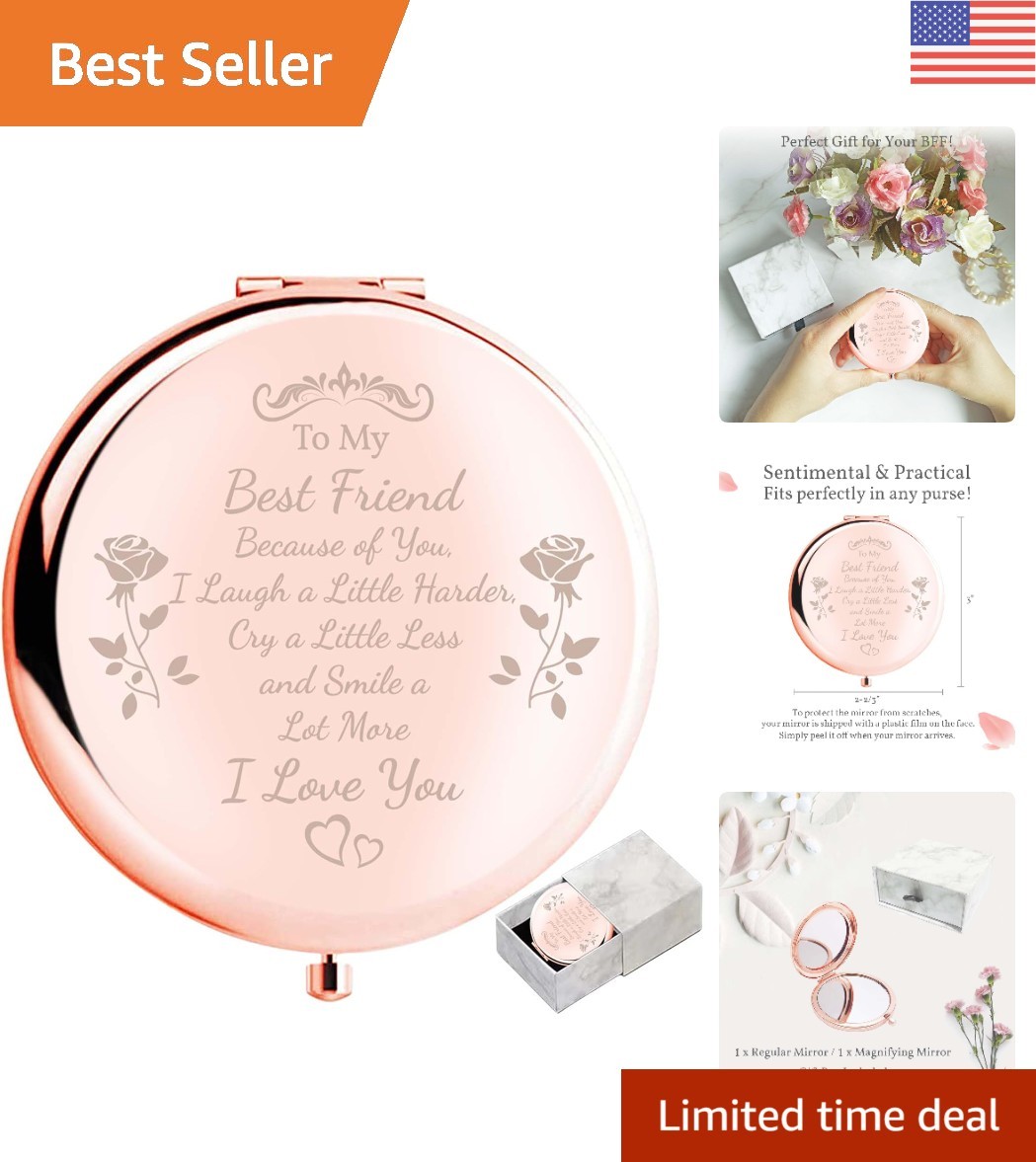 Gorgeous Rose Gold Compact Mirror - Unique Friendship Gift for Women & Sisters