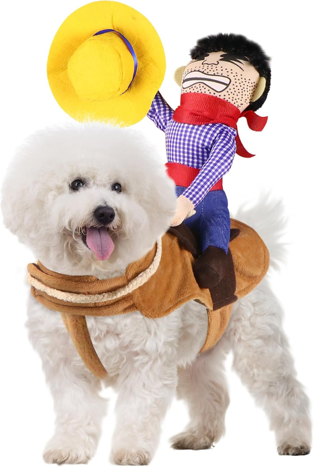 Cowboy Dog Costume for Halloween, Funny Outfit for Small to X-Large Dogs