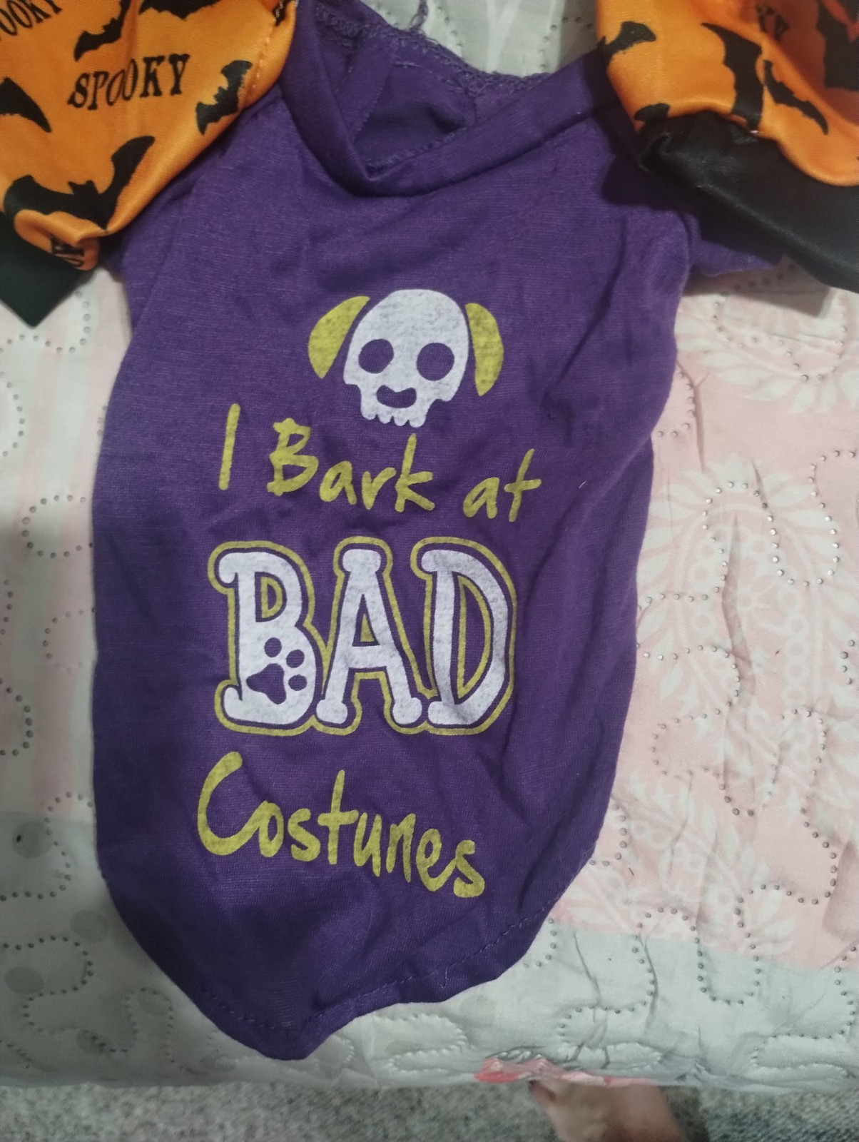 3pc Halloween Dog Costume Lot Sz S Chihuahua Polyester Purple/Green Shirts Bat
