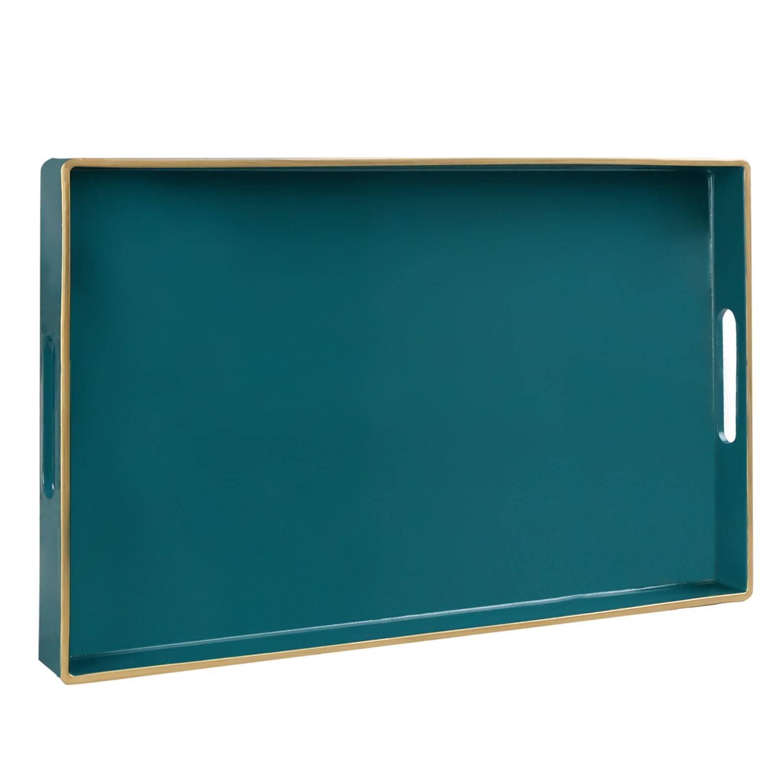 Teal Plastic Serving Tray 15.8x10.2x1.4 Inch Modern Decorative Ottoman Decor
