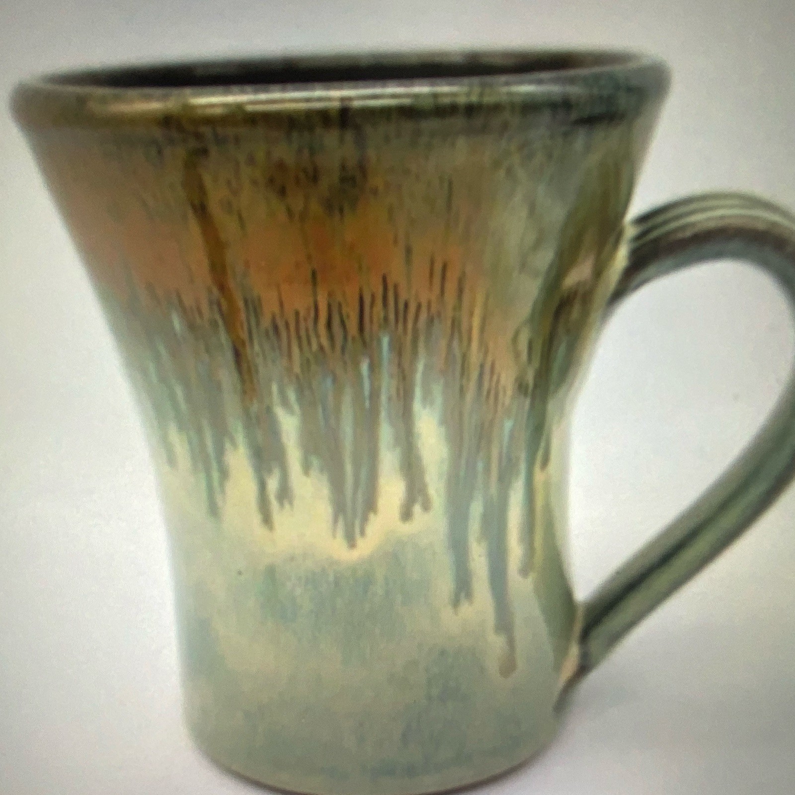 Ceramic Coffee Mug Drip Glaze Pattern, Gray Blue Brown, Modern Art Decor