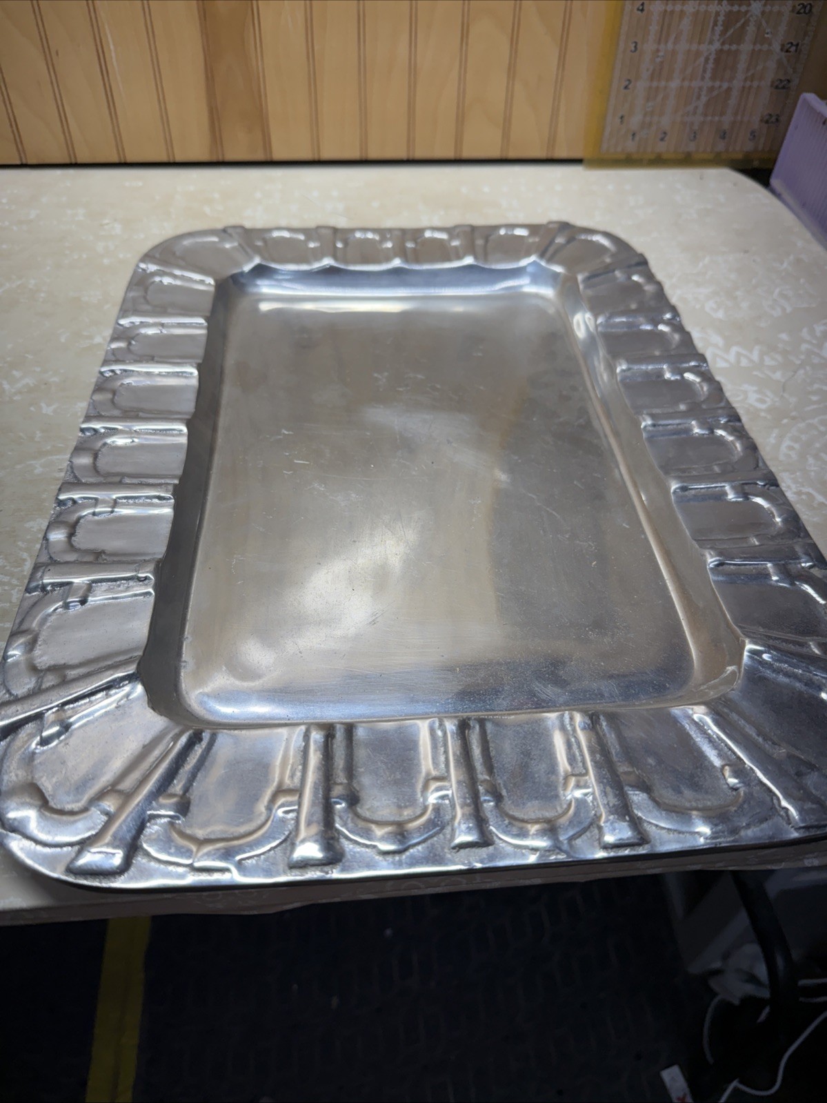 Vintage Hammered Aluminum Tray Mid Century Modern Decor Serving