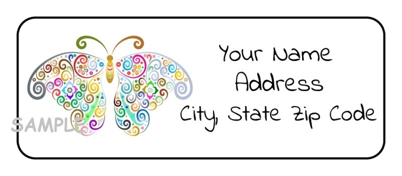 30 Personalized Butterfly Return Address Labels stickers tags favors gifts 