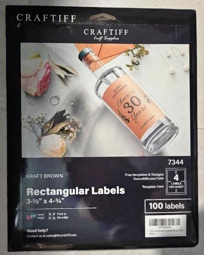 CRAFTIFF KRAFT BROWN RECTANGULAR LASER LABELS  - PERSONALIZE YOUR GIFT BOTTLES