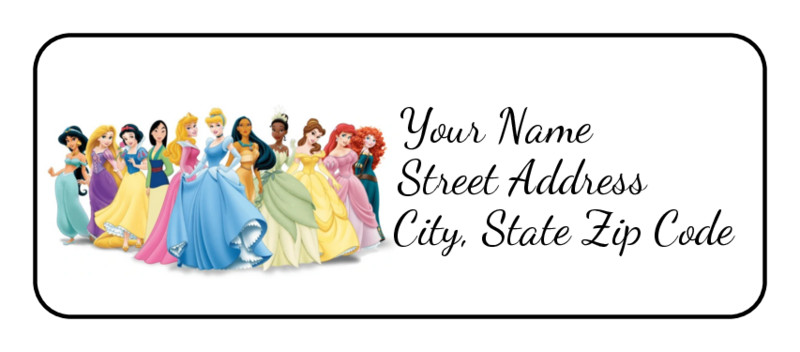 30 Princess Return Address Labels, Stickers, Gift Tags, Personalized