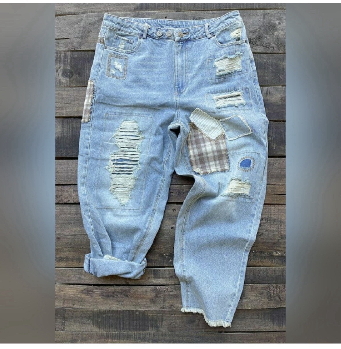 Jaded Gypsy Evening Meadow Jeans S/M Denim Patchwork Wide Leg Boho Chic