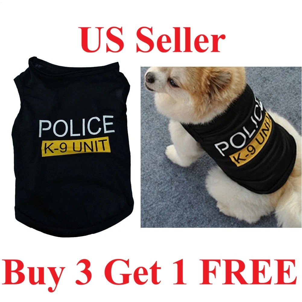 Pet Dog Clothe T Shirt Vest Clothing Puppy Cat Cute Printed Police Apparel