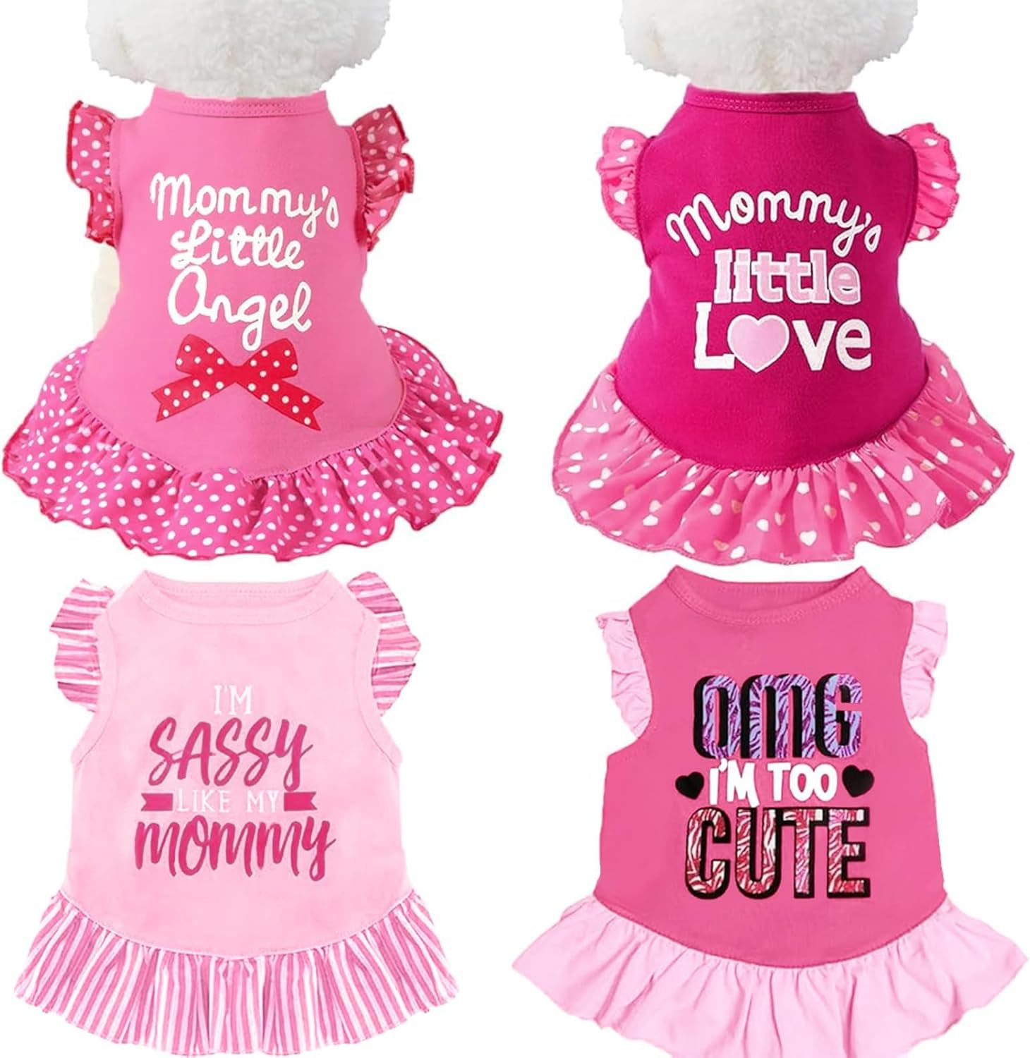 Pack Pet Dog Dress Dog Clothes Girl Puppy Shirt Yorkie Clothes Cute Doggie Dress