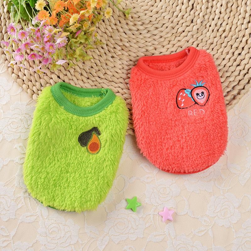 Cute Print Dog Sweater Winter Fleece Warm Pet Clothes Small Dogs Teddy Puppy