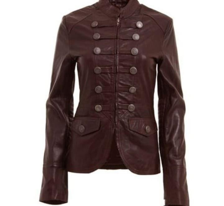 Womens  military multi style buttons brown jacket