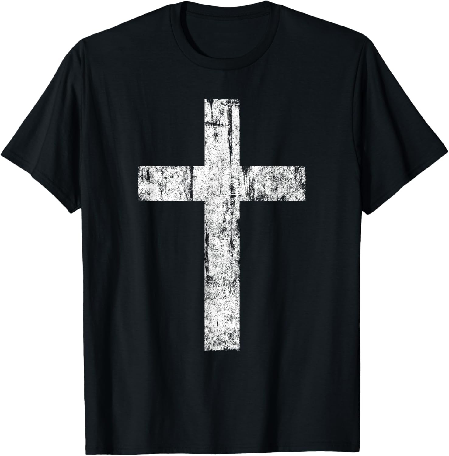 Cross Distressed Style Inspirational Christian Faith T-Shirt