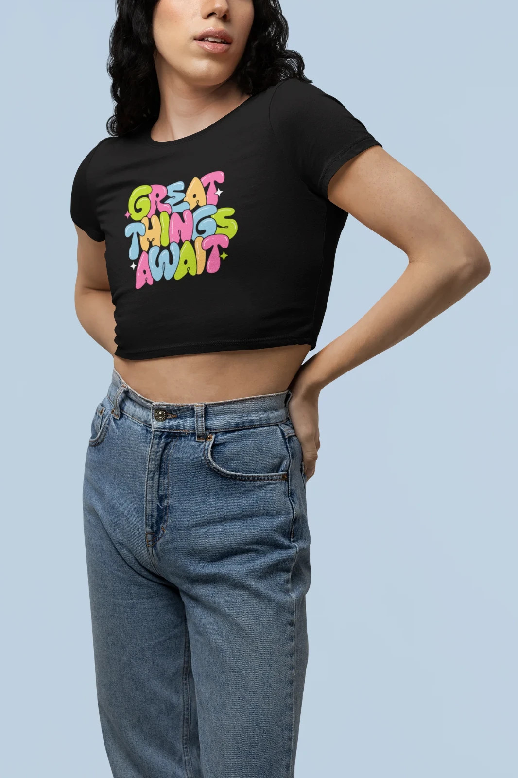 Colorful Inspirational Women's Crop Tee, Summer Fashion Top, Motivational Tee