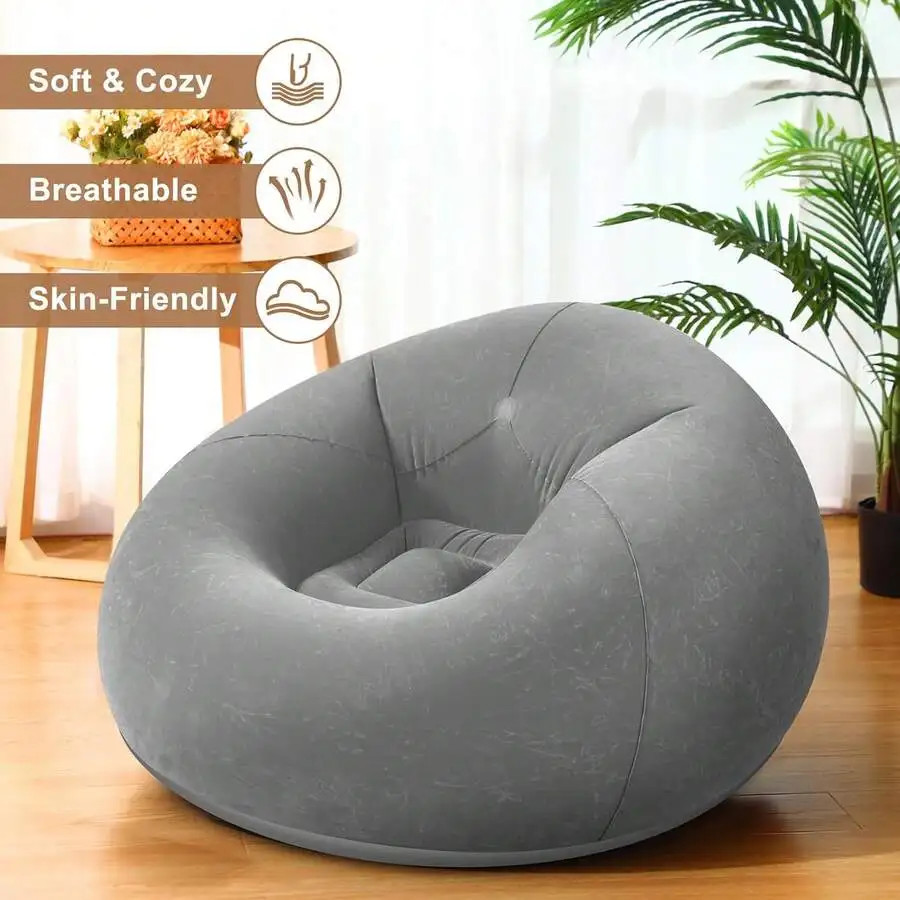 Ultra-Cozy Inflatable Bean Bag Chair for Home Office Outdoor Relaxation